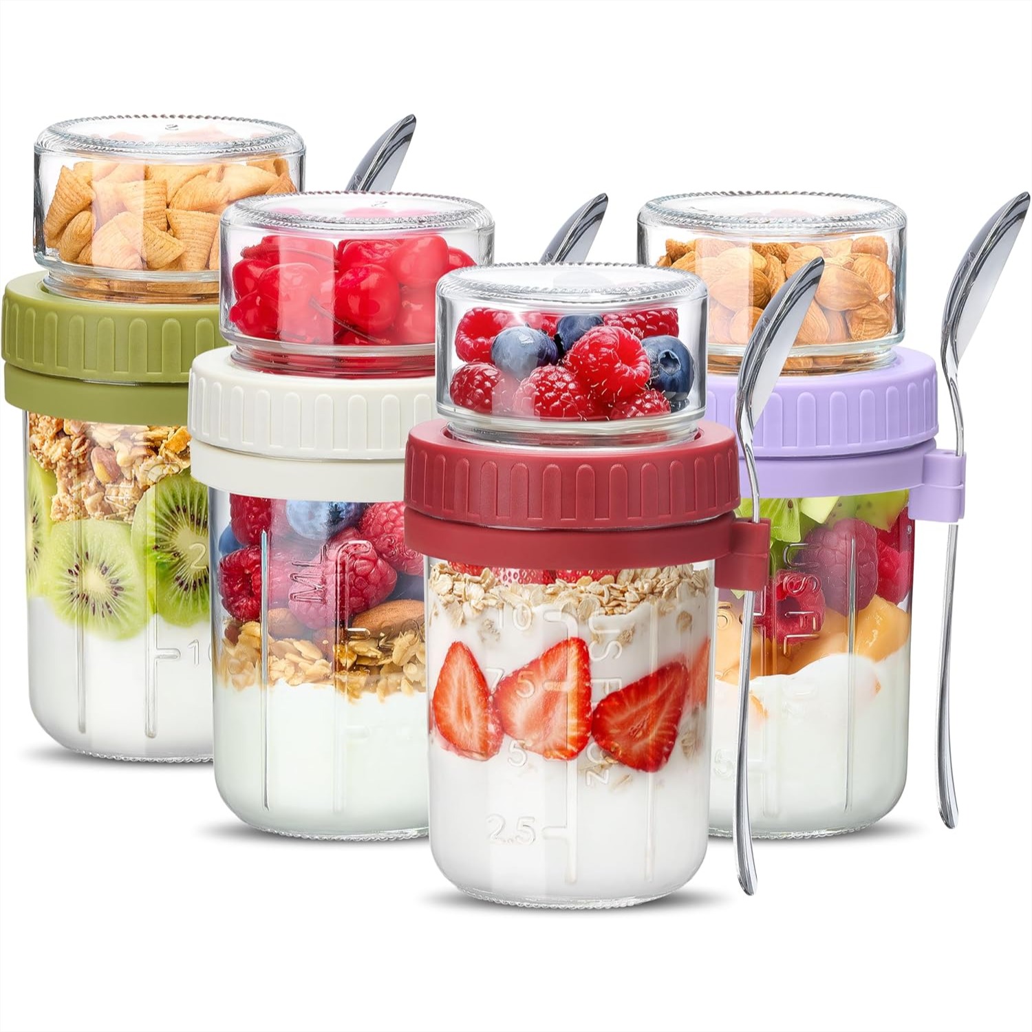 Meal Prep Yogurt Cups - Overnight Oats Containers with Lids 16
