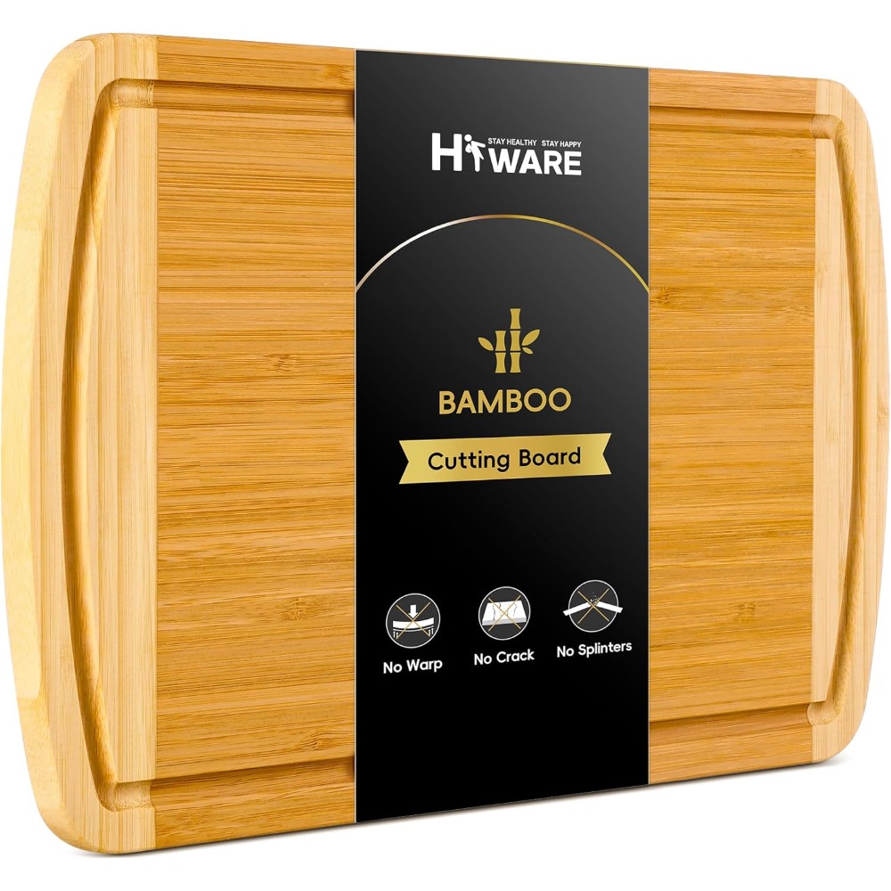 Meal Prep Organic - Large Wooden Cutting Board for Kitchen