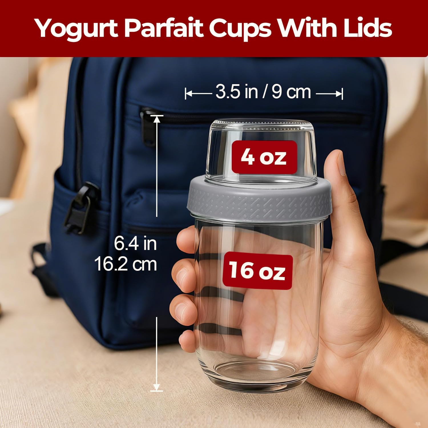 4 Pack Glass Yogurt Parfait Cu - Meal Prep Yogurt Cups のレビューと価格