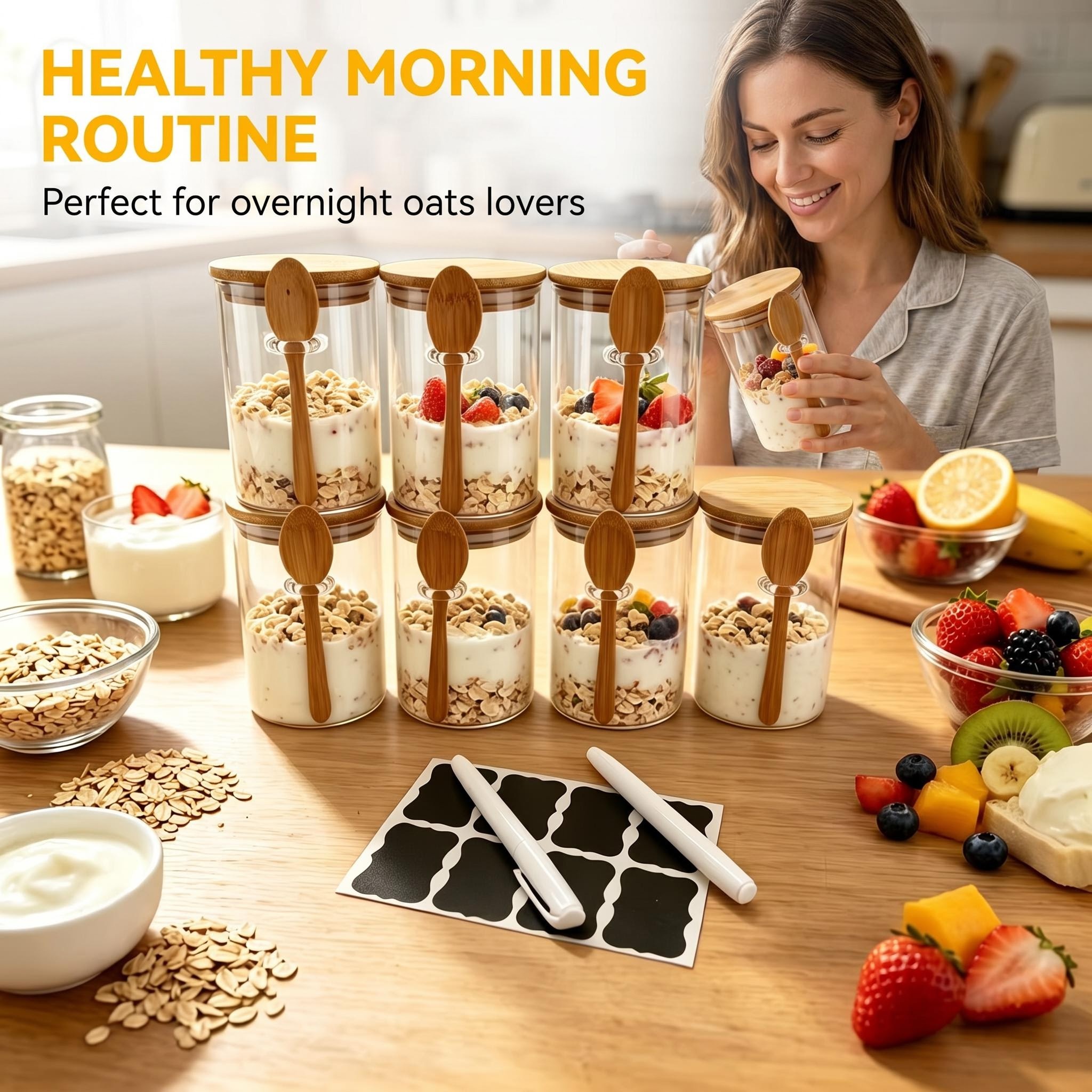 8 Pack Overnight Oats Glass Ja - Meal Prep Yogurt Cups のレビューと価格
