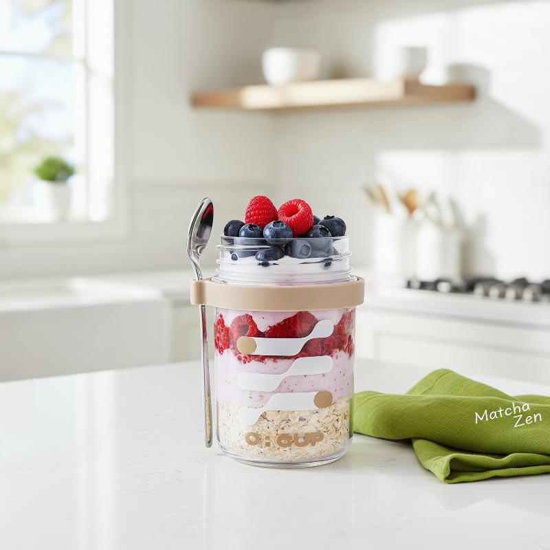 400ML Overnight Oats Glass Cup - Meal Prep Yogurt Cups のレビューと価格