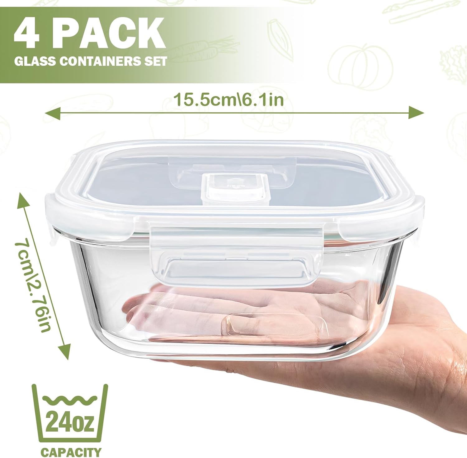 Square Glass Containers with L - Meal Prep Yogurt Cups のレビューと価格